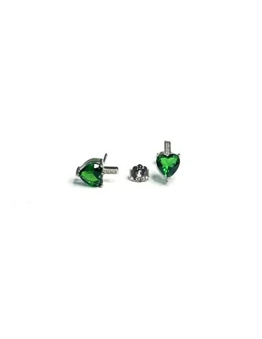 💎Pendientes de Fiesta Plateados Amour | Corazón Verde y Azul