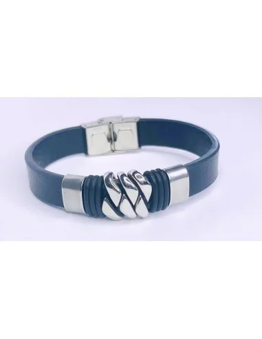 Pulsera de cuero y acero con diseño moderno y ajustable ✨